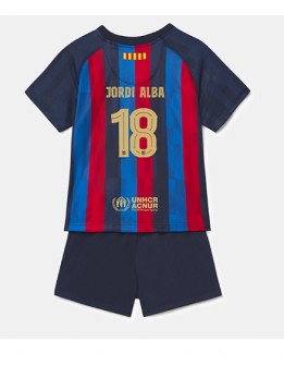 Barcelona Jordi Alba #18 Heimtrikotsatz für Kinder 2022-23 Kurzarm (+ Kurze Hosen)